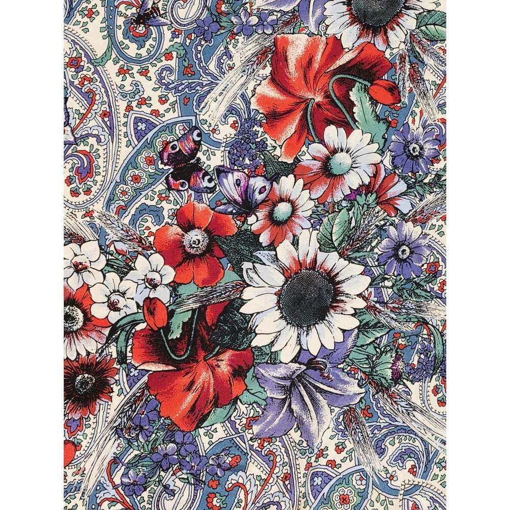 Vintage Butterfly And Bee Floral Paisley Silk Scarf - Picture 4 of 7